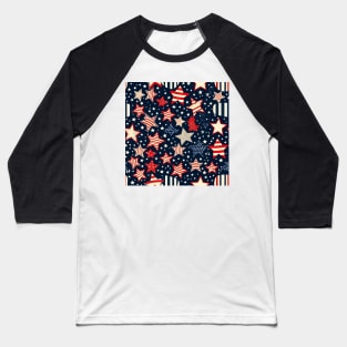 Patriotic 4th of July Pattern 25 Baseball T-Shirt